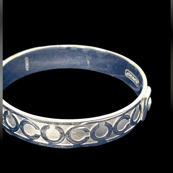 Coach Signature "C" Silver-Tone Slip-On Bangle Bracelet - Picture 1 of 10